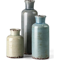 CwlwGO Ceramic Vase Set of 3, Small Flower Vases for Home Decoration, Modern Farmhouse Decor, Living Room Kitchen Table Centerpieces, Shelf, Mantel, Fireplace and Entrance Decorations.