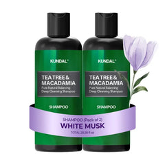Kundal Tea Tree & Macadamia Deep Cleansing Shampoo - Korean Hair Care, Scalp Care, Tea Tree extract, For All hair Types 10.14fl oz each (Pack of 2) (Jasmine Woody)