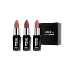 Claraline Matte Lipstick Makeup Set for Women, 3 Pcs, Fashionable Colors, Paraben Free, Non-Sticky, Long Lasting Wear, Gift Set
