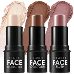 FOCALLURE 3 Pcs Cream Contour Sticks,Shades with Highlighter & Bronzer & Blush,Non-greasy Long-wear Face Contouring Pen,Easy to Sculpt the Face and Create a Lightweight Finishing Makeup