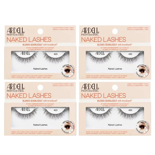 Ardell Naked Lashes Natural 423 with Invisiband – Natural False Eyelashes, Lightweight Strip Lashes for Soft Volume, 4 Pairs