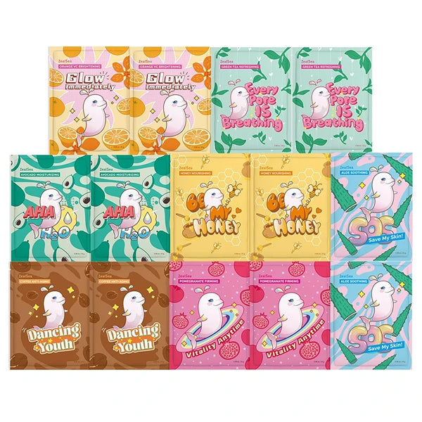 ZealSea Hydrating Face Masks – Natural Sheet Masks for Women, Teens & Girls | Soothing, Moisturizing Skincare with Cica & Ceramide | Spa Gift Set for All Skin Types (7/14/21/28 Pack)