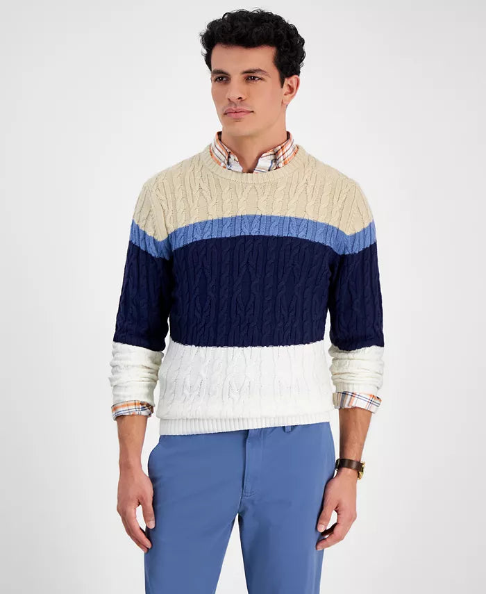 Club Room Men's Color blocked Cable Sweater