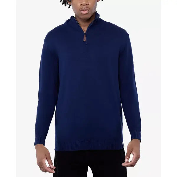 SPRING + MERCER Men's Quarter Zip Mock Neck Sweater