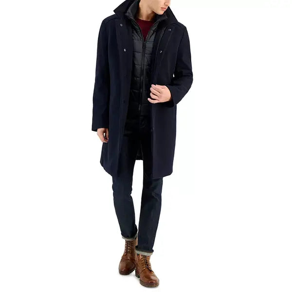 Men's Classic-Fit Bib Wool Blend Overcoat