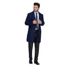 Men's Tailored Wool Blend Notch Collar Wool Blend Walker Car Coat