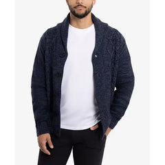 X-Ray Men's Shawl Collar Cable Knit Cardigan