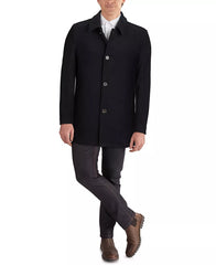 Men's Classic-Fit Car Coat with Faux-Leather Trim