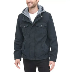 Men’s Sherpa Lined Two Pocket Hooded Trucker Jacket