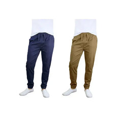 Galaxy By Harvic Men's Basic Stretch Twill Joggers, Pack of 2