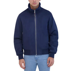 Men's Faux Suede Bomber with Sherpa Stand Collar