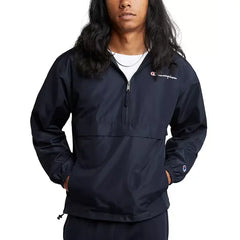 Men's Packable Half-Zip Hooded Water-Resistant Jacket