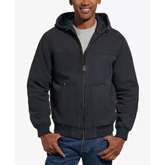 Men's Workwear Hoodie Bomber Jacket with Quilted Lining