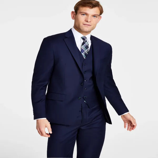 Michael Kors Men's Tailored-Fit Solid Suit Jacket – Wool Blend with Stretch  Navy 36S