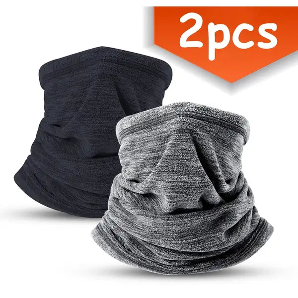 2CFun Fleece Neck Warmer & Face Mask – Windproof for Winter Sports – Grey & Royal Blue