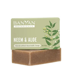 Banyan Botanicals Neem & Aloe Soap Calming and Soothing Soap for Sensitive Skin With Organic Neem Leaf, Aloe Vera, and Vetiver Essential Oil 4 oz Bar Free of Sulfates, Phthalates & Parabens
