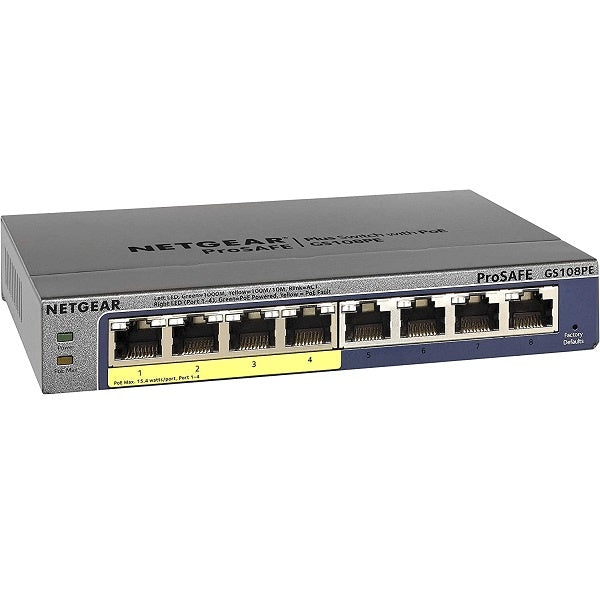 Netgear 8-Port Gigabit Ethernet Plus Switch With 4 Port POE (GS108PE-300NAS)