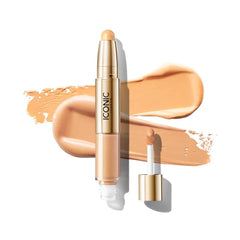 ICONIC LONDON Radiant Concealer & Brightening Duo | Creamy Liquid + Brightening Crayon Dual Ended Concealer, Cruelty Free, Vegan Makeup, 0.08 oz