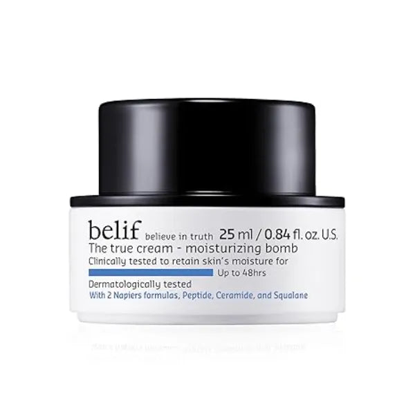 belif Moisturizing Bomb Daily Ceramide Moisturizer with Peptide & Squalane, 48hr Hydration & Anti Aging Cream, Milky & Lightweight, Restores Skin Barrier, Korean Skincare, 0.84 fl oz (25ml)