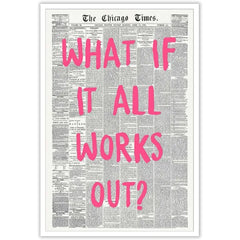 Drimiler Retro Black And White Newspaper Poster What If It All Works Out Canvas Wall Art Positive Affirming Quote Minimalist Prints Painting For Home Bedroom Dorm Wall Decor 8x12in Unframed