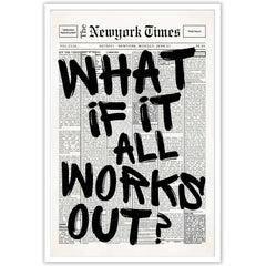 Drimiler Retro Black And White Newspaper Poster What If It All Works Out Canvas Wall Art Positive Affirming Quote Minimalist Prints Painting For Home Bedroom Dorm Wall Decor 8x12in Unframed