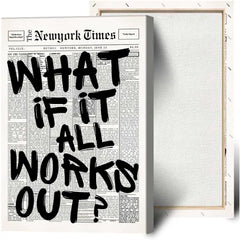Drimiler Retro Black And White Newspaper Poster What If It All Works Out Canvas Wall Art Positive Affirming Quote Minimalist Prints Painting For Home Bedroom Dorm Wall Decor 8x12in Unframed