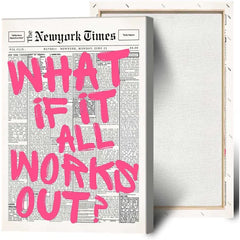 Drimiler Retro Black And White Newspaper Poster What If It All Works Out Canvas Wall Art Positive Affirming Quote Minimalist Prints Painting For Home Bedroom Dorm Wall Decor 8x12in Unframed