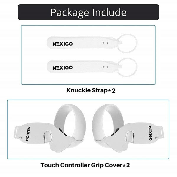NexiGo Touch Controller Grip Cover &amp; Knuckle Strap Set for Oculus Quest 2 (NXG-S4)- White