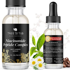 Tree to Tub Facial Serum – Anti-Aging, Hydrating & Brightening Serums with Hyaluronic Acid, Vitamin C, Retinol Alternative, Peptides, Niacinamide & Gentle AHAs for All Skin Types - 1 Fl oz / 30ml