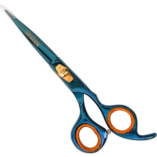 Nixcer Professional Series Sharp Razor Edge Blade, Hair Cutting Scissor 6.5" Blue / Gold
