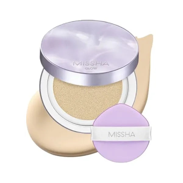MISSHA Serum Cushion Glow Layering Fit Cushion Foundation (0.5 Ounce ), Korean Foundation Makeup, Rich-Texture, Full-Coverage, 24-Hr Hydrating, Triple Glow System