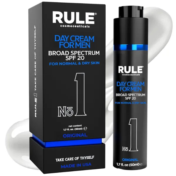 RULE COSMECEUTICALS No.1 Day Cream for Men, 10-in-1 Anti-Aging Face Moisturizer to Reduce Wrinkles & Dryness, SPF 20, Collagen, Vitamins B, C & E, Normal & Dry Skin - 50 mL