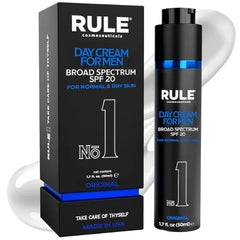 RULE COSMECEUTICALS No.1 Day Cream for Men, 10-in-1 Anti-Aging Face Moisturizer to Reduce Wrinkles & Dryness, SPF 20, Collagen, Vitamins B, C & E, Normal & Dry Skin - 50 mL