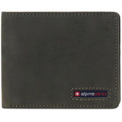 Alpine Swiss Men's Leather RFID Bifold Wallet - 2 ID Windows & Divided Bill Section
