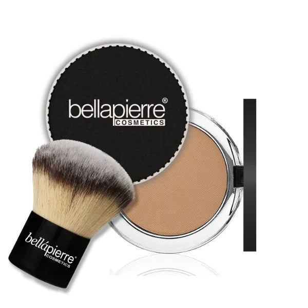 bellapierre Compact Mineral Foundation SPF 15 with Kabuki Brush | Vegan & Cruelty Free, Hypoallergenic, Full Coverage - 10 Grams