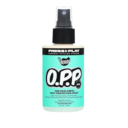 The Doux Heat Protect & Anti-Frizz Spray Collection – Silent Treatment Humidity Shield, O.P.P. One-Pass Press & Doux Drops Bonding Polish for Curly Hair