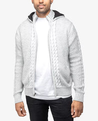X-Ray Men's Hooded Full-Zip High Neck Sweater