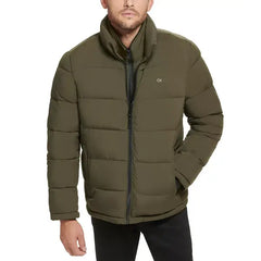 Men's Puffer Jacket With Set In Bib Detail