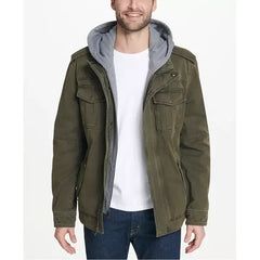 Men’s Sherpa Lined Two Pocket Hooded Trucker Jacket