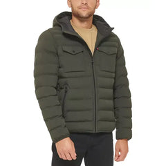 Men's Stretch Hooded Two-Pocket Quilted Jacket