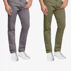 Galaxy By Harvic Men's 5-Pocket Ultra-Stretch Skinny Fit Chino Pants, Pack of 2