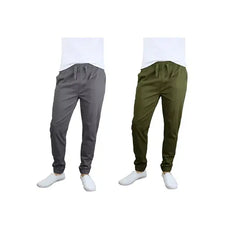 Galaxy By Harvic Men's Basic Stretch Twill Joggers, Pack of 2