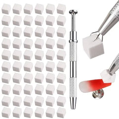 Fcozpjk Soft Sponges with Grabbing Pen for Ombre and Aura Nail Art with Brush, Professional Manicure Nail Art Tools Accessories Supplies, 100 Pieces