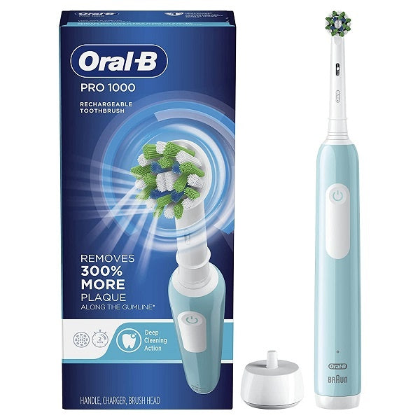 Oral-B Pro 1000 CrossAction Rechargeable Electric Toothbrush - Green