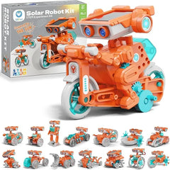Sillbird Solar Robot Building Kit STEM Gift for Boys Aged 8-13, 15 in 1 DIY Science Educational Robotic Toy for Kids Teens Birthday, Powered by the Sun or Battery with 212 Pieces