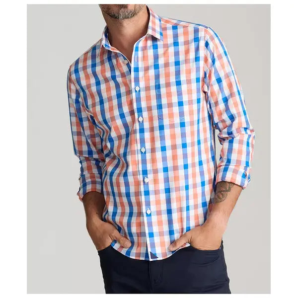 UNTUCKit Men's Regular Fit Wrinkle-Free Hudson Button Up Shirt - Orange