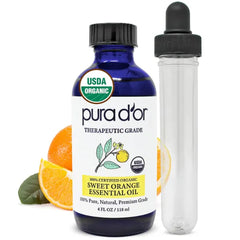 PURA D'OR Organic Essential Oil (4oz with Glass Dropper) - 100% Pure, Natural, Therapeutic Grade for Hair, Skin, Body & Aromatherapy Diffuser