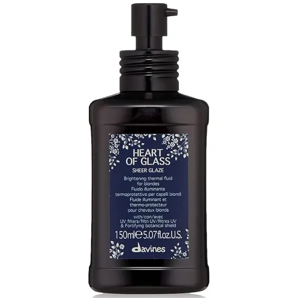 Davines Heart of Glass Sheer Glaze, Brightening Thermal Leave-In Fluid for Blonde Hair Hydrates, Protects from UV/Heat & Adds Shine with Fortifying Botanical Shield, 5.07 Fl Oz