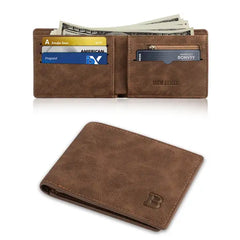 TSV Minimalist PU Leather Slim Wallet for Men & Women - Bifold with ID Window & Multi-Slot Card Case