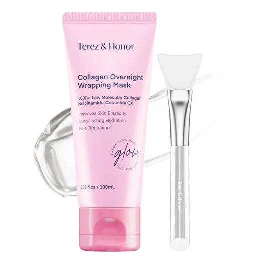 TEREZ & HONOR Collagen Night Wrapping Peel-Off Mask & TremellaGlo Essence Serum Duo – Korean Skincare for Hydration, Elasticity & Glow